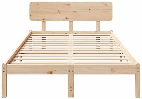 vidaXL Σκελετός Κρεβατιού Φυσικό 135 x 190 cm Μασίφ ξύλο πεύκου