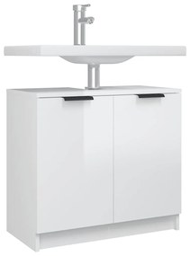 vidaXL Ντουλάπι Μπάνιου Γυαλιστερό Λευκό 64,5x33,5x59εκ. Επεξεργ. Ξύλο