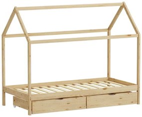Παιδικό κρεβάτι Mellin τ.Montessori με 2 συρτάρια pakoworld ξύλο πεύκου σε φυσική απόχρωση 90x190εκ