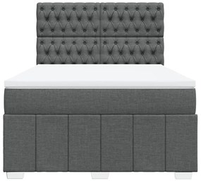 Κρεβάτι Boxspring με Στρώμα Σκούρο Γκρι 140x200 εκ Υφασμάτινο - Γκρι