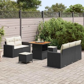 vidaXL Σετ Καναπέ Κήπου Ρυθμιζόμενο ύψος 8 pcs Μαύρο συνθετικό ρατάν