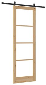 vidaXL Συρόμενη Πόρτα Χειροκίνητος Καφέ 78 x 232 cm Ξύλο και μέταλλο