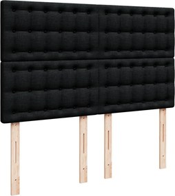 vidaXL Κρεβάτι Boxspring με Στρώμα Μαύρο 140x200 εκ. Υφασμάτινο