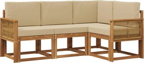 vidaXL Σειρά Καναπέ Εξωτερικού 4 pcs Φυσικό και Μπεζ Πολυεστέρας