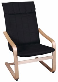 Πολυθρόνα HAMILTON Bentwood Σημύδα/Ύφασμα Μαύρο 59x80x93cm