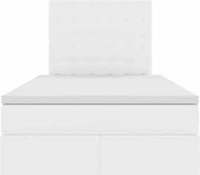 vidaXL Κρεβάτι Αποθήκης με στρώμα Λευκό 120 x 190 cm Τεχνητό Δέρμα