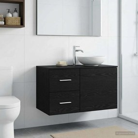 vidaXL Ντουλάπι Μπάνιου Ενδιάμεσο Μαύρη Δρυς 30 x 44,5 x 50 εκ.