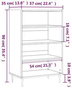 Ραφιέρα Γκρι Sonoma 57 x 35 x 90 από Επεξεργασμένο Ξύλο - Γκρι