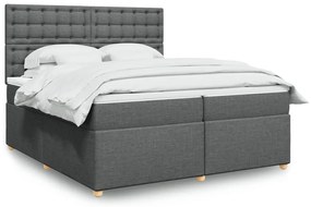 vidaXL Κρεβάτι Boxspring με Στρώμα Σκούρο Γκρι 200x200 εκ. Υφασμάτινο