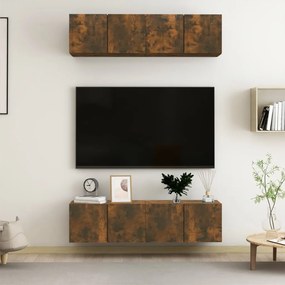 vidaXL Έπιπλα Τηλεόρασης Τοίχου 4 τεμ. Καπν. Δρυς 60x30x30εκ Επ. Ξύλο