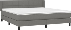 vidaXL Κρεβάτι Boxspring με Στρώμα Σκούρο Γκρι 180x200 εκ Υφασμάτιν