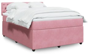 VidaXL Κρεβάτι Boxspring με Στρώμα Ροζ 160x200 εκ. Βελούδινο