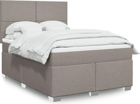 vidaXL Κρεβάτι Boxspring με Στρώμα Taupe 140x190 εκ. Υφασμάτινο