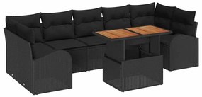 vidaXL Σετ Καναπέ Κήπου με αποθήκευση 8 pcs Μαύρο Πολυ ράταν