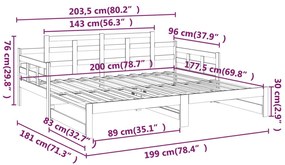 Καναπές Κρεβάτι Συρόμενος Μαύρος 2x(90x200) εκ. από Μασίφ Πεύκο - Μαύρο