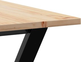 vidaXL Τραπέζι Τραπεζαρίας Πλαίσιο Υ Μασίφ Πεύκο/Ατσάλι