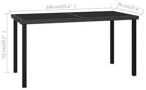 Τραπεζαρία Κήπου Μαύρη 140 x 70 x 73 εκ. από Συνθετικό Ρατάν - Μαύρο