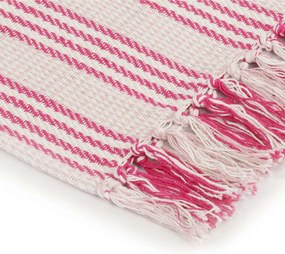 vidaXL Ριχτάρι Ριγέ Ροζ και Λευκό 125 x 150 εκ. Βαμβακερό