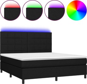 vidaXL Κρεβάτι Boxspring με Στρώμα &amp; LED Μαύρο 160x200 εκ. Υφασμάτινο