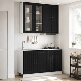 vidaXL Μονάδα κουζίνας LUCCA 4 pcs Μαύρο Επεξεργασμένο Ξύλο