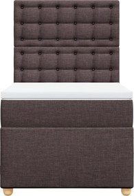 vidaXL Κρεβάτι Boxspring με Στρώμα Σκούρο Καφέ 90x190 εκ. Υφασμάτινο