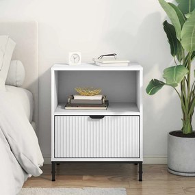 vidaXL Κομοδίνο με συρτάρι Λευκό 49 x 36 x 61 εκ Επεξεργασμένο ξύλο
