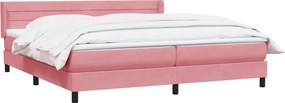 vidaXL Κρεβάτι Boxspring με Στρώμα Ροζ 180x210 εκ. Βελούδινο