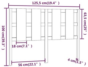 vidaXL Κεφαλάρι Κρεβατιού 125,5 x 4 x 100 εκ. από Μασίφ Ξύλο Πεύκου