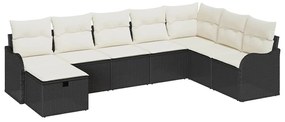 vidaXL Σετ Καναπέ Κήπου με μαξιλάρι 8 pcs Μαύρο Πολυ ράταν