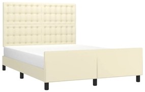 vidaXL Πλαίσιο Κρεβατιού με Κεφαλάρι Κρεμ 140x200 εκ. Συνθετικό Δέρμα