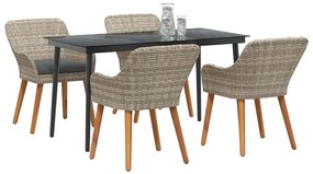 vidaXL Σέτ φαγητού για κήπο 5 pcs Ανοιχτό γκρι συνθετικό ρατάν