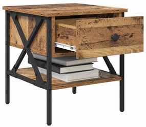 vidaXL Κομοδίνο με συρτάρι 2 pcs Παλαιό ξύλο 40 x 42 x 45 εκ.