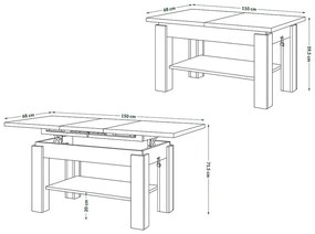 Πολυμορφικό τραπέζι σαλονιού Glendale 100, Άσπρο, Sonoma οξιά, 60x68x110cm, 50 kg, Πλαστικοποιημένη μοριοσανίδα, Γωνιακό | Epipla1.gr