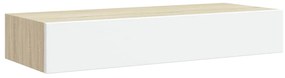 vidaXL Ράφι Επιτοίχιο με Συρτάρι Δρυς/Λευκό 60 x 23,5 x 10 εκ. από MDF