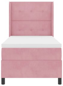 vidaXL Κρεβάτι με ελατήρια με κεφαλάρι Ροζ 90 x 190 cm Βελούδο
