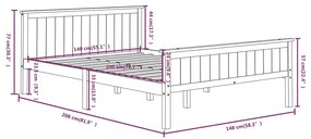 ΠΛΑΙΣΙΟ ΚΡΕΒΑΤΙΟΥ ΣΚΟΥΡΟ ΚΑΦΕ 140 X 200 ΕΚ. ΜΑΣΙΦ ΞΥΛΟ ΠΕΥΚΟΥ 322198