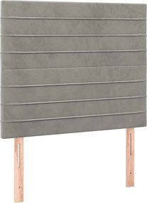vidaXL Κρεβάτι Boxspring με Στρώμα &amp; LED Αν.Γκρι 90x200 εκ. Βελούδινο