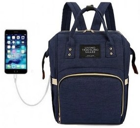 Τσάντα Μωρού Πλάτης B-73 Με USB 40x13x26 Blue Living Traveling Share Ύφασμα