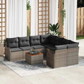 vidaXL Σετ Καναπέ Κήπου 9 pcs Γκρι Πολυ ράταν