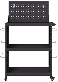 vidaXL Καρότσι εργαλείων με ράφι Μαύρο 65 x 35 x 111 εκ Κρύα χάλυβας