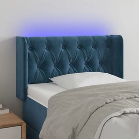 vidaXL Κεφαλάρι Κρεβατιού LED Σκούρο Μπλε 83x16x78/88 εκ. Βελούδινο