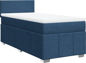 vidaXL Κρεβάτι Boxspring με Στρώμα Μπλε 90x200 εκ.Υφασμάτινο