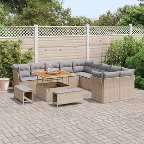 vidaXL Σετ Καναπέ Κήπου 13 pcs Μπεζ συνθετικό ρατάν