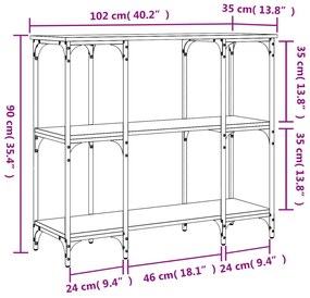 Τραπέζι Κονσόλα Sonoma Δρυς 102x35x90 εκ. Επεξεργασμένο Ξύλο - Καφέ