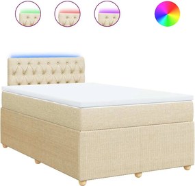 vidaXL Κρεβάτι Boxspring με Στρώμα Κρεμ 120x200 εκ. Υφασμάτινο