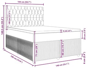 Κρεβάτι Boxspring με Στρώμα Σκούρο Γκρι 140x190 εκ. Υφασμάτινο - Γκρι