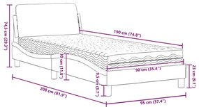 Κρεβάτι με Στρώμα Ανοιχτό Γκρι 90x190 εκ. Υφασμάτινο - Γκρι