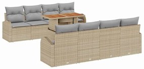 vidaXL Σετ Καναπέ Κήπου με αποθήκευση 9 pcs Μπεζ Πολυ ράταν