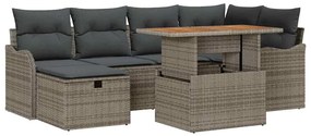 vidaXL Σετ Καναπέ Κήπου 7 pcs Γκρι συνθετικό ρατάν