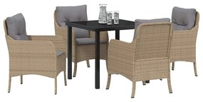 vidaXL Σέτ φαγητού για κήπο με μαξιλάρι 5 pcs Μπεζ Πολυ ράταν